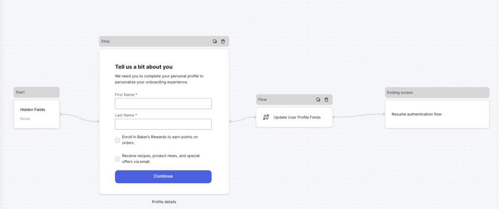 Screen shot of the King Arthur Baking customer onboarding screen.