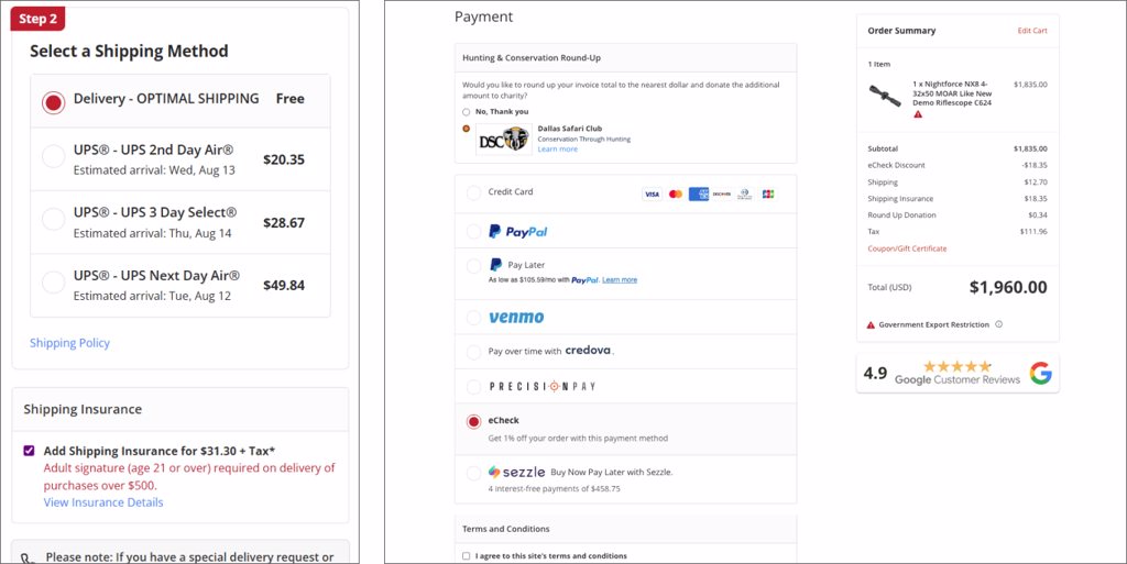EuroOptic Enhanced Checkout